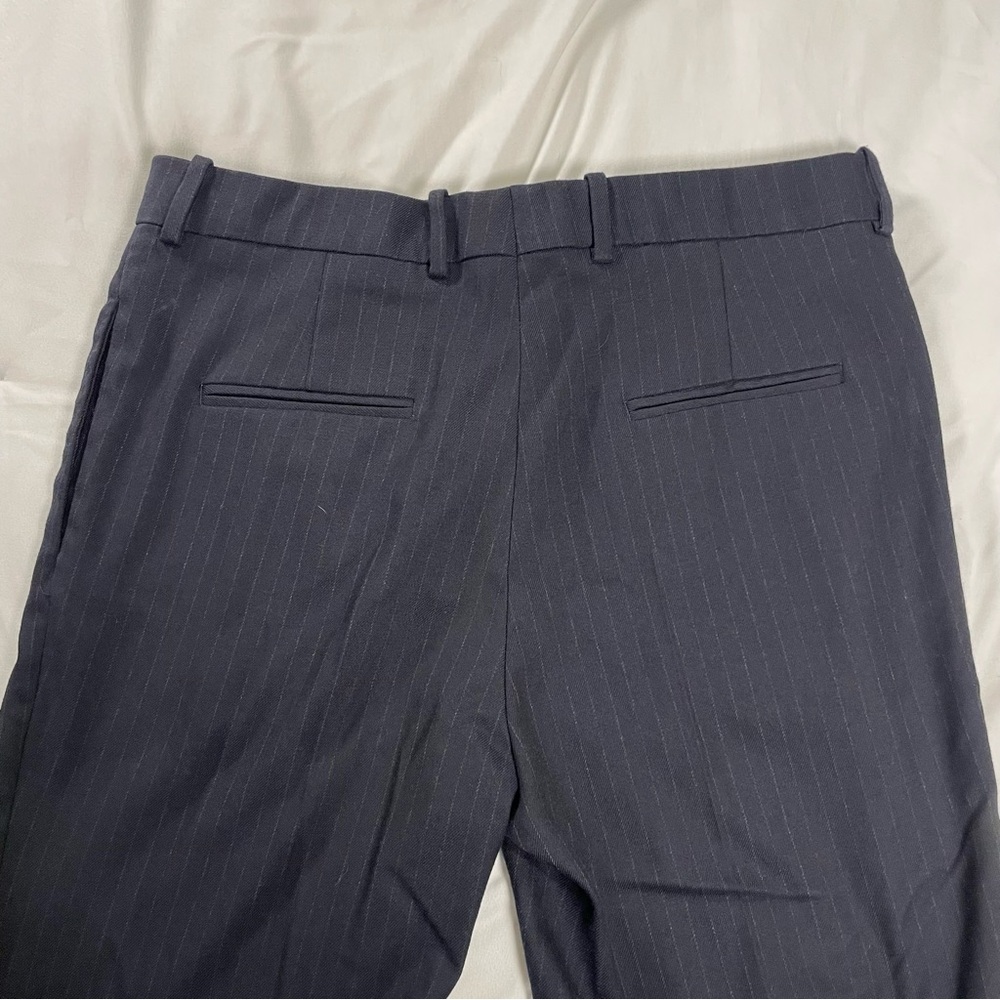 ZARA Navy Pinstripe Dress Pants Women’s Size 32” Flare Trousers Classic Workwear - Picture 7 of 7